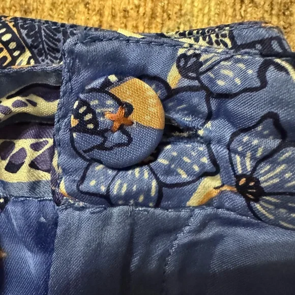 Poupette St Barths blue silk cropped pants. - Picture 5 of 9